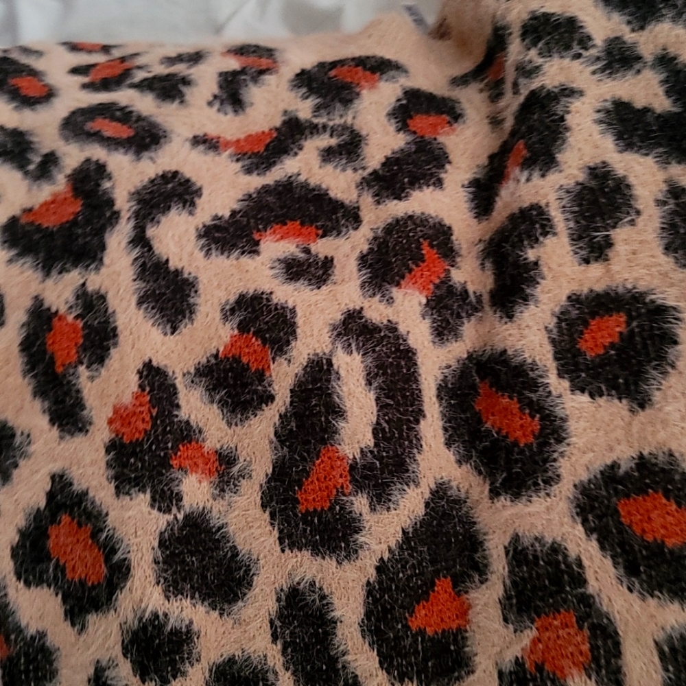 Fuzzy printed cheetah sweater